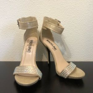 Madeline Girl Beige Rhinestone High Heel Shoes